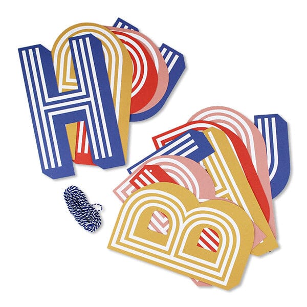 Girlande "Happy Birthday" gestreifte Buchstaben Girlande ava&yves 
