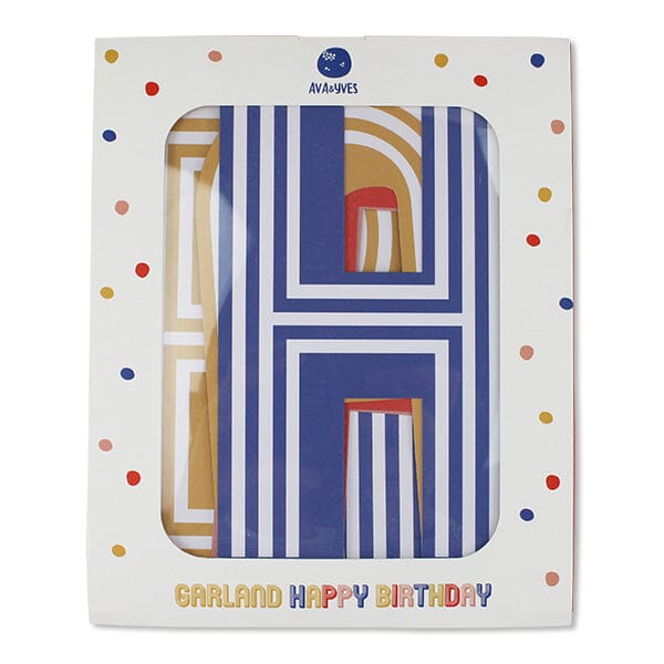 Girlande "Happy Birthday" gestreifte Buchstaben Girlande ava&yves 