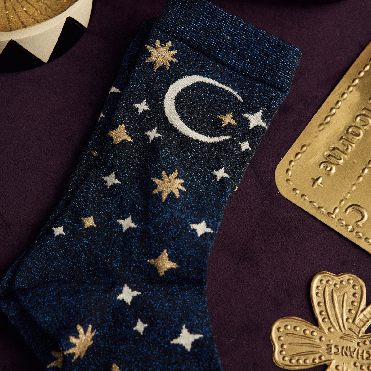 Glitzersocken "Mond & Sterne" Socken Le petit Souk 