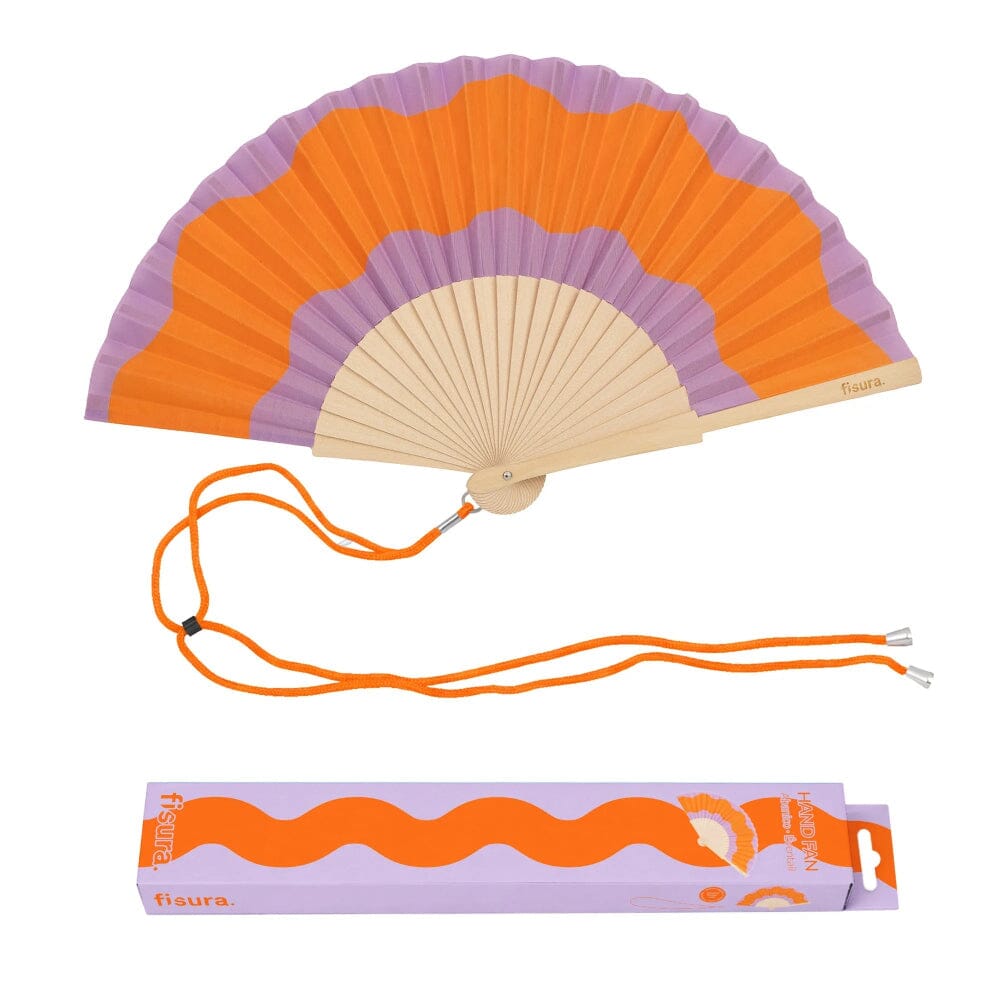 Handfächer orange/lila "Waves" Fächer fisura 
