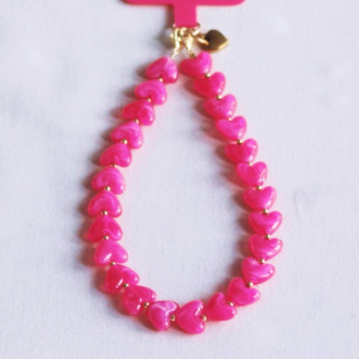 Handykette "Herzperlen" Handykette Bazou Fuchsia 