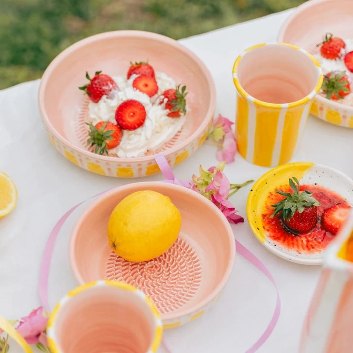 Keramikreibeschale "Rosa/Gelb" Teller Alfar Tierra Cocida 