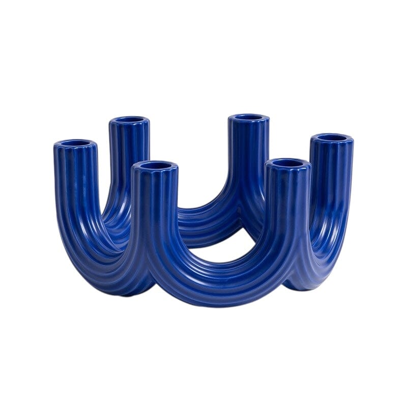 Kerzenhalter Keramik "Churros" &klevering Blau 