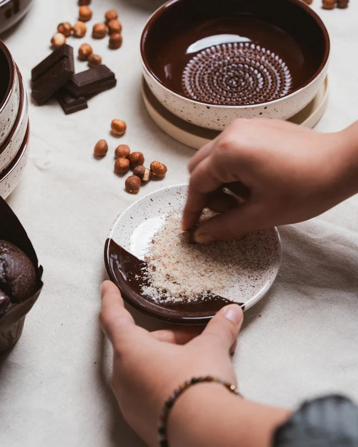 Kleine Keramikreibeplatte "Granit braun" Teller Alfar Tierra Cocida 