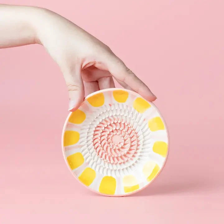 Kleine Keramikreibeplatte "Pastellrosa" Teller Alfar Tierra Cocida 