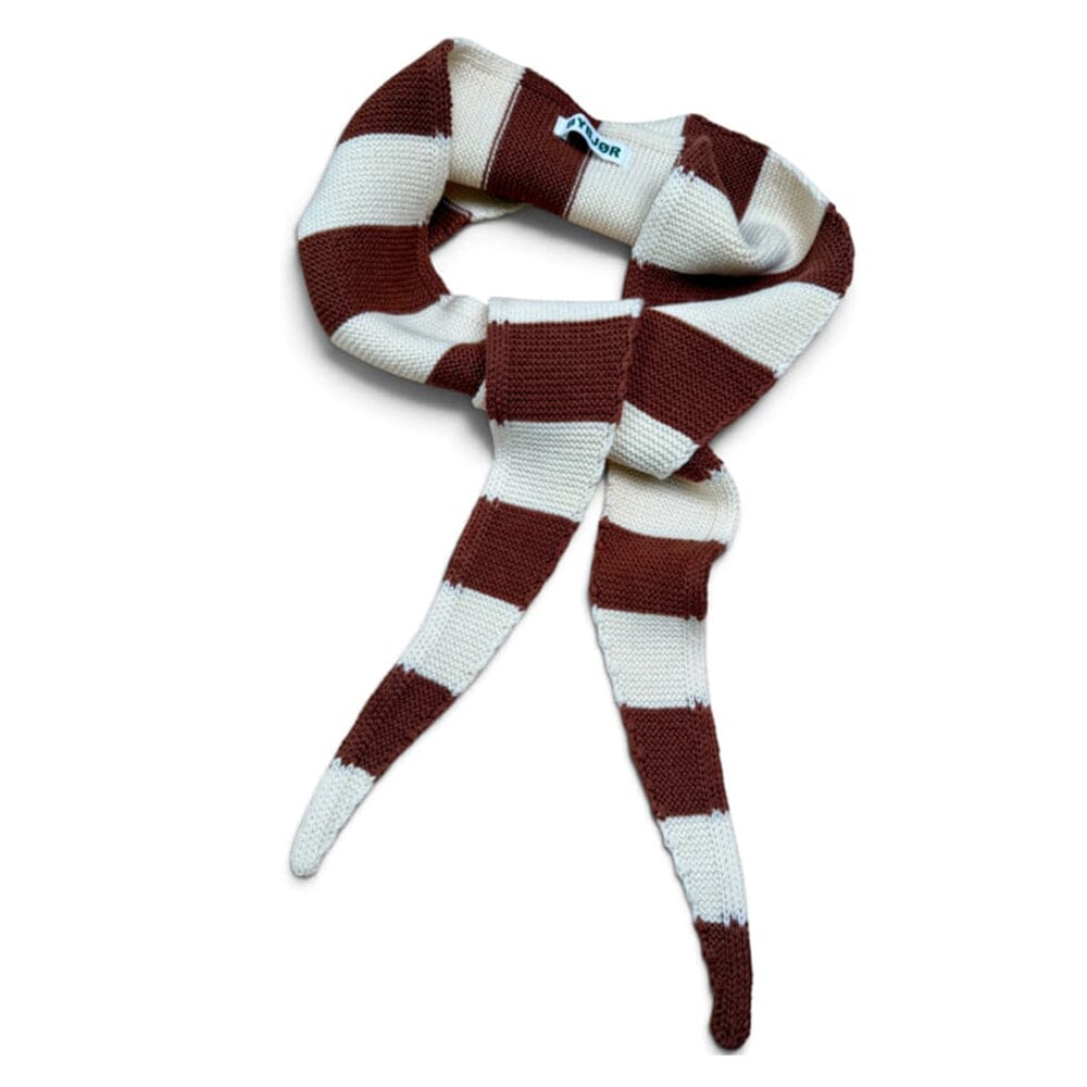 Kleiner Strickschal "Streifen Chunky" Schal Mini Bybjor Brown/Cream 