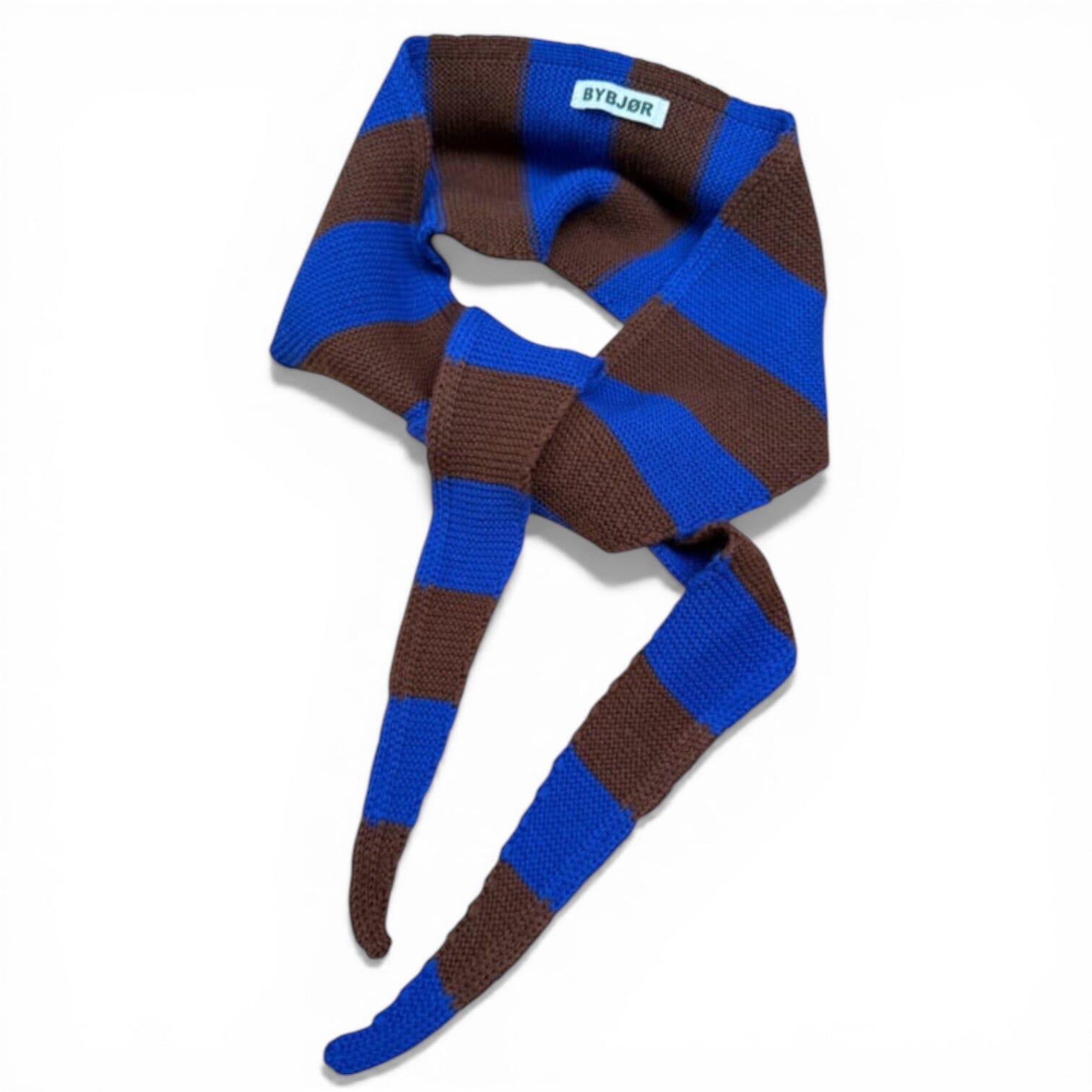Kleiner Strickschal "Streifen Chunky" Schal Mini Bybjor Cobalt/Coffee 
