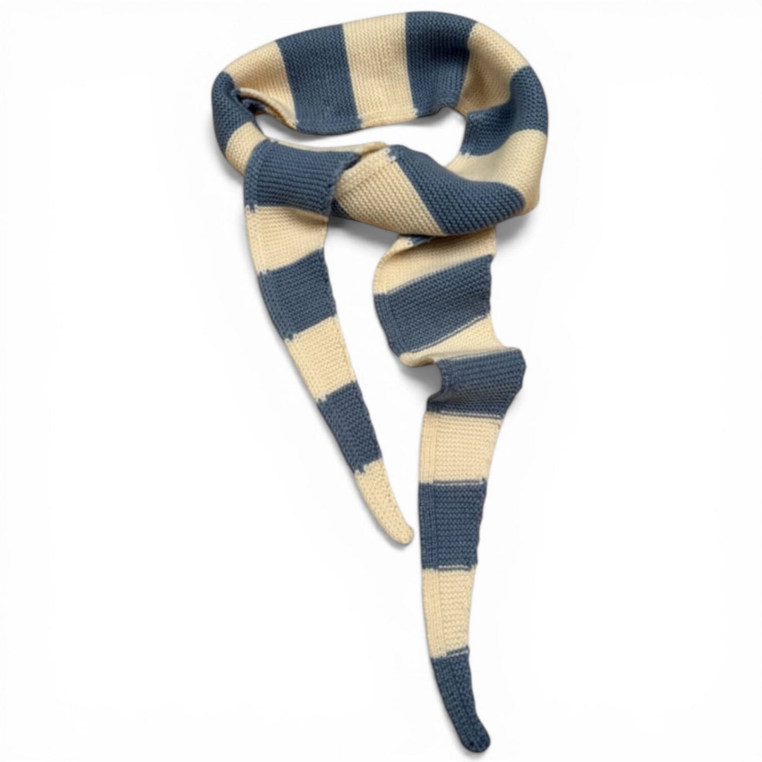 Kleiner Strickschal "Streifen Chunky" Schal Mini Bybjor Dusty Blue/Creme 