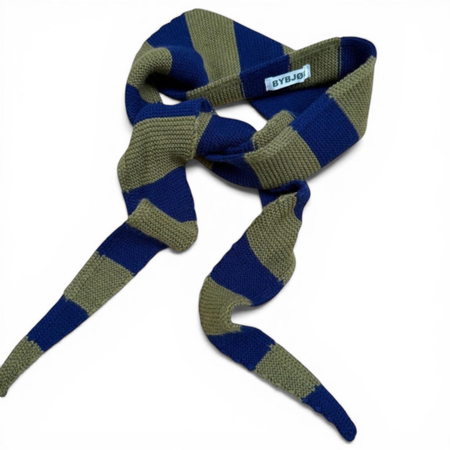 Kleiner Strickschal "Streifen Chunky" Schal Mini Bybjor Navy/Light Olive 