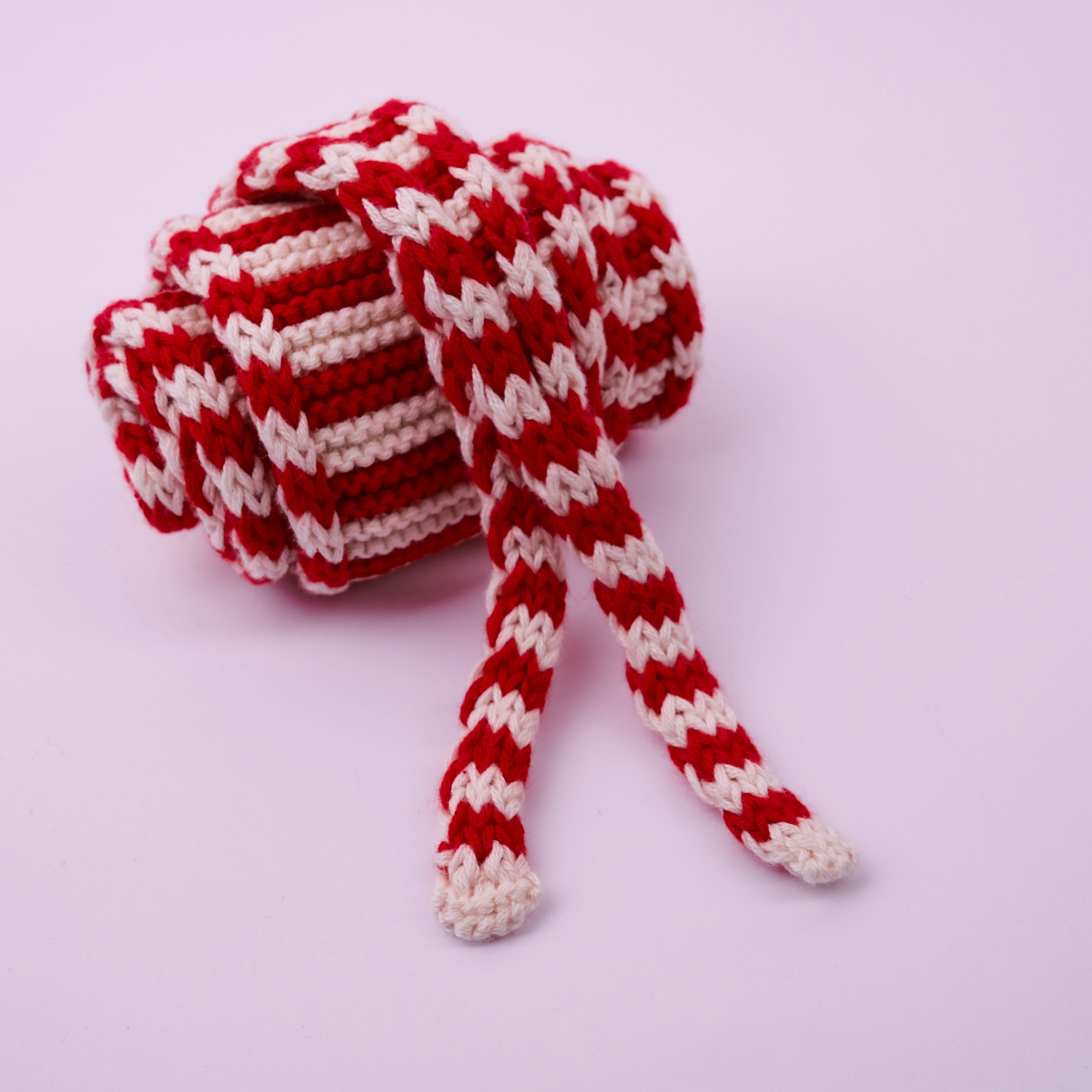 Kleiner Strickschal "Streifen" Schal Mini Bybjor Red/Creme 