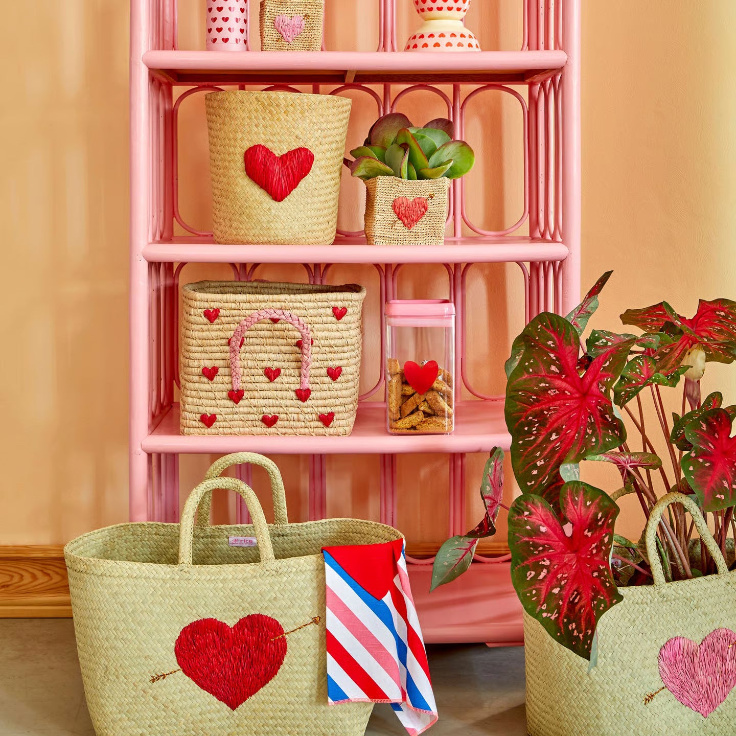 Korb Raffia "Hearts" Korb Rice by Rice 