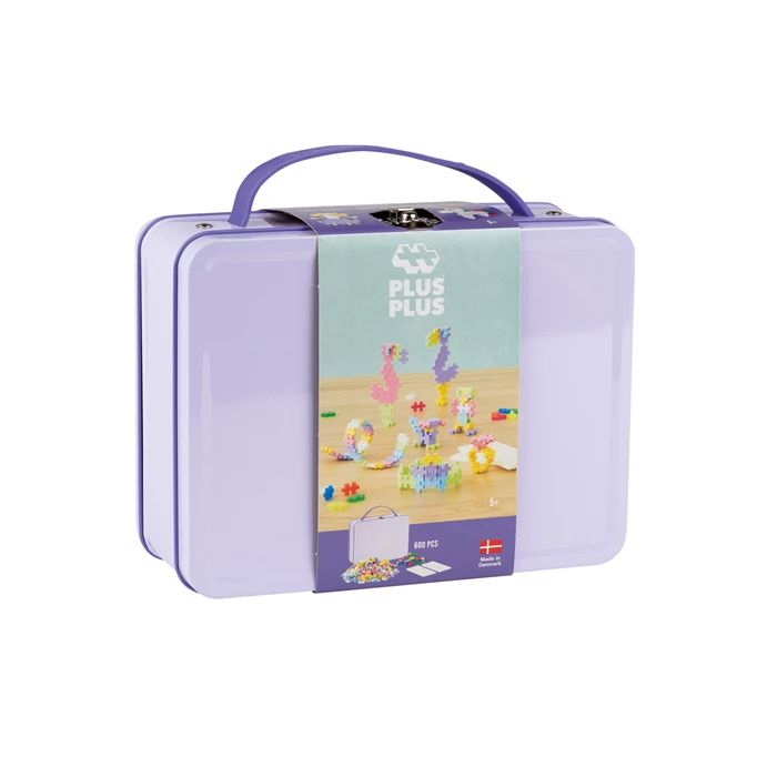 Kreativ Bausteine Metallbox "600" Motorikspielzeug Plus-Plus Lila 