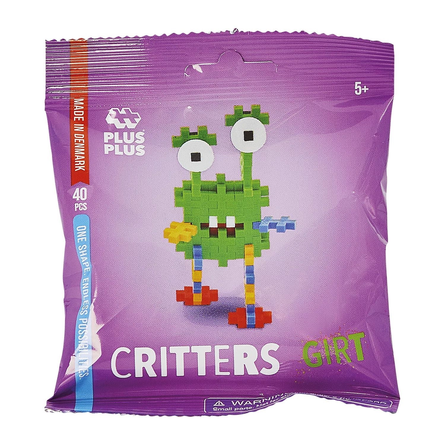 Kreativ Bausteine Monster 40 "Critters" Motorikspielzeug Plus-Plus Grün "Girt" 