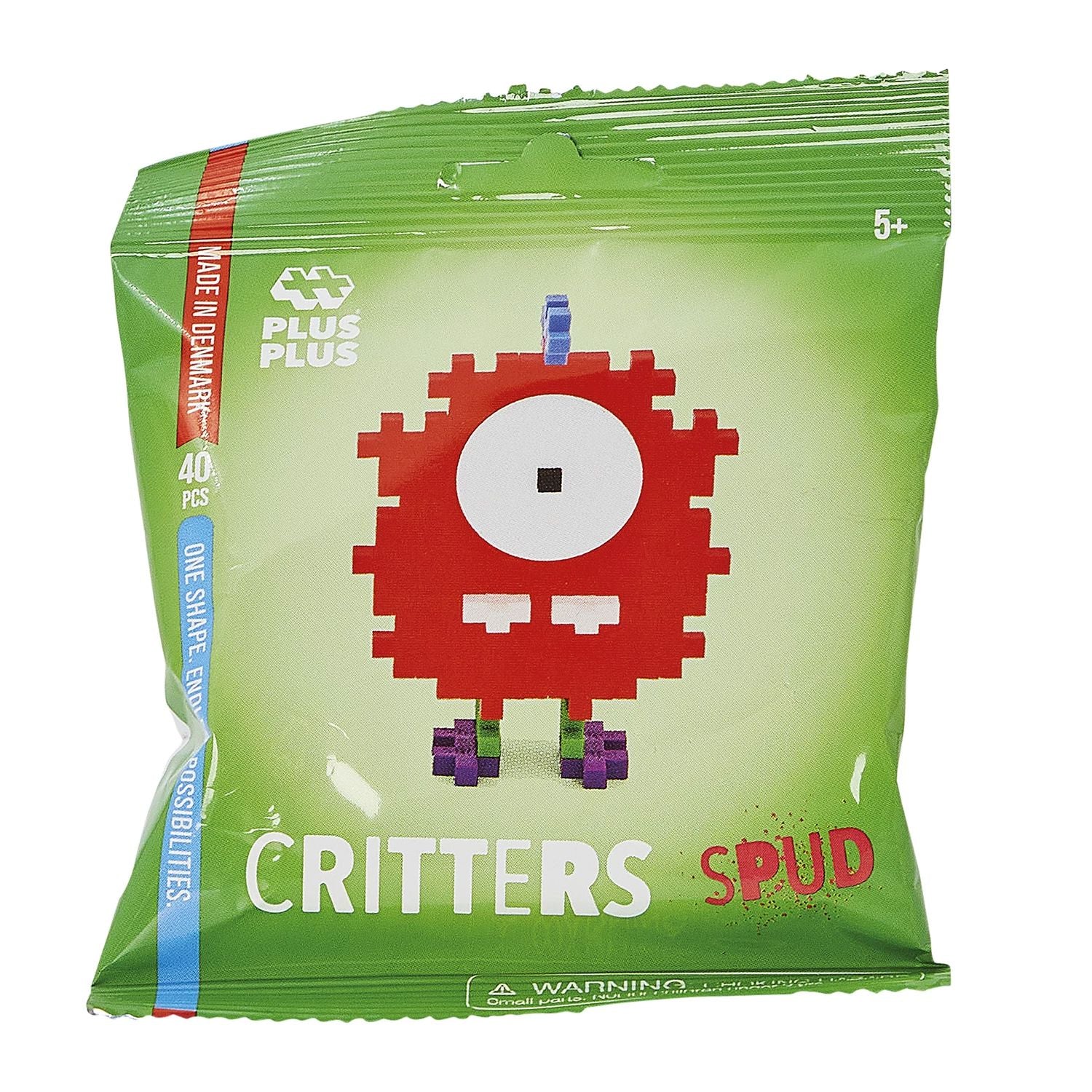 Kreativ Bausteine Monster 40 "Critters" Motorikspielzeug Plus-Plus Rot "Spud" 