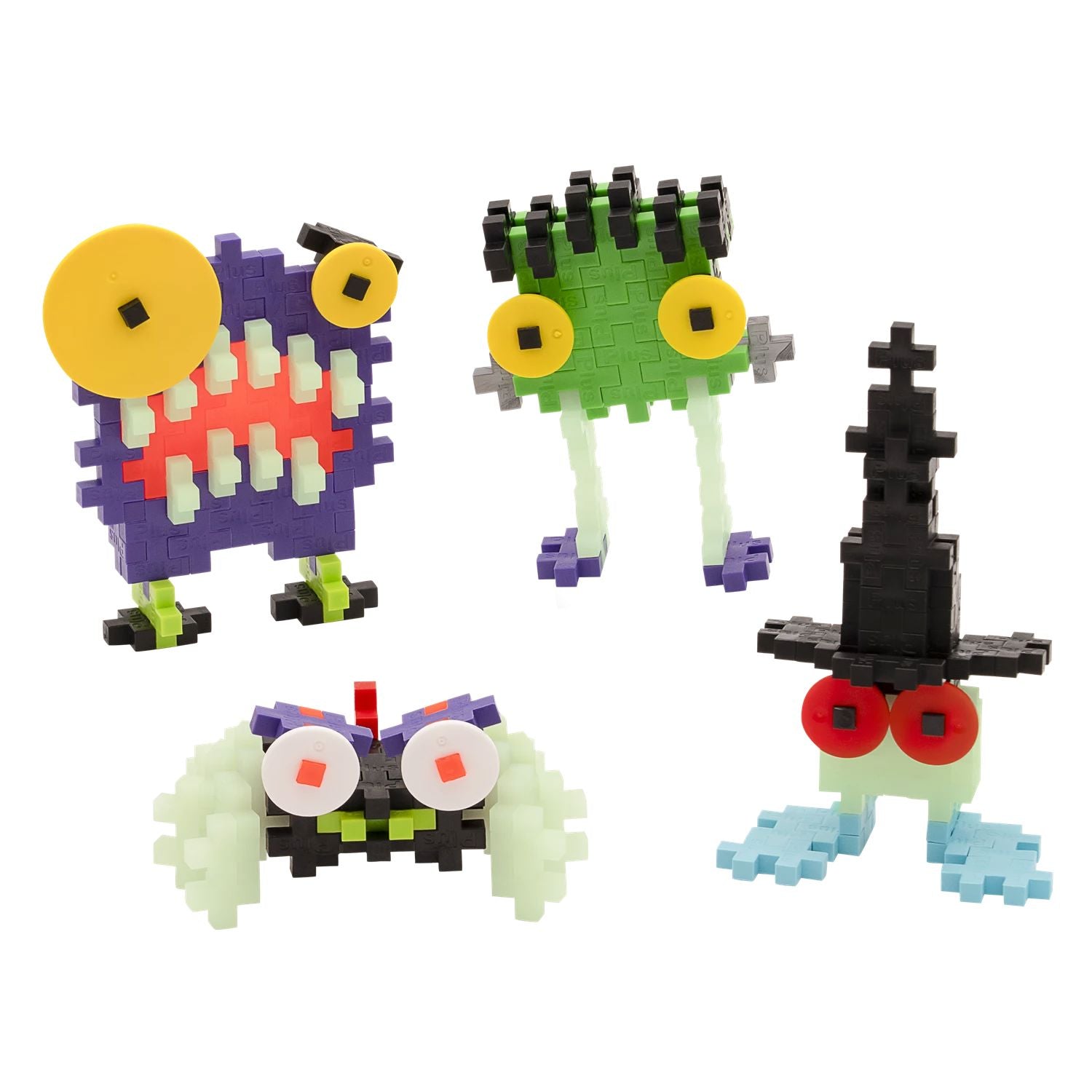Kreativ Bausteine Monster 40 Glow in the Dark "Creepy Critters" Motorikspielzeug Plus-Plus 