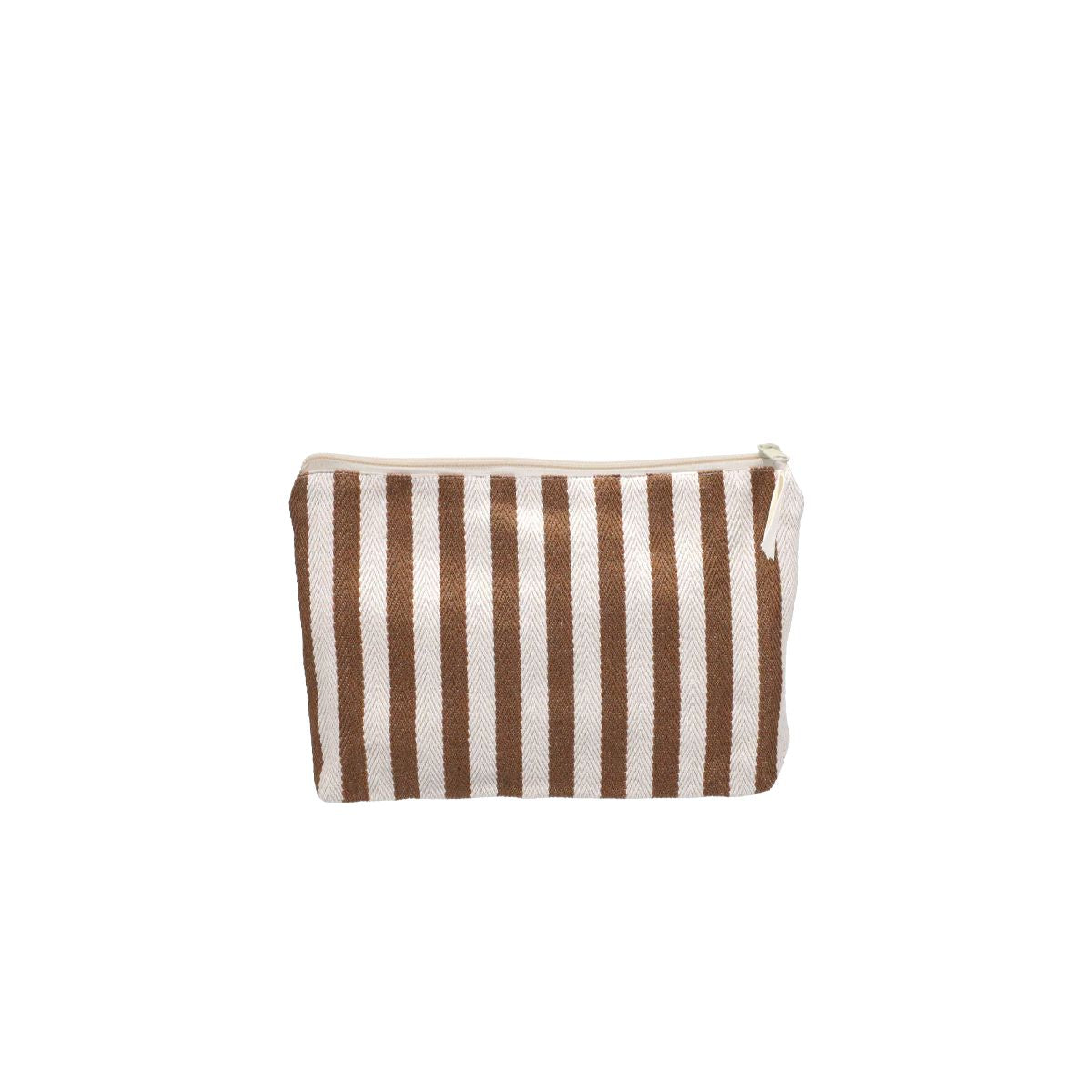 Kulturbeutel "Heringbone Stripe" Kosmetiktasche Kado Design Braun 