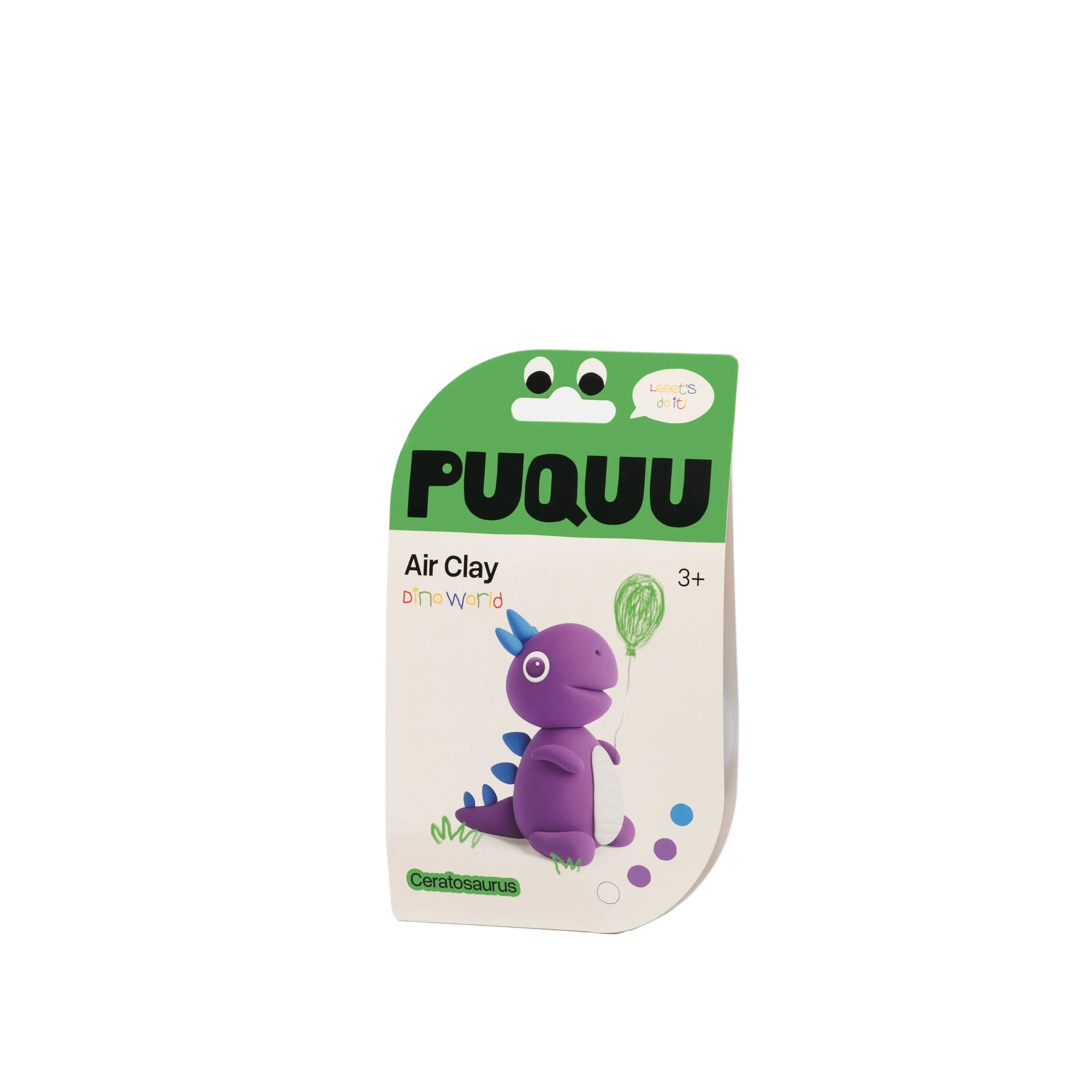 Luftrocknende Knete Air Clay "Dino" Bastelset PUQUU Ceratosaurus lila 