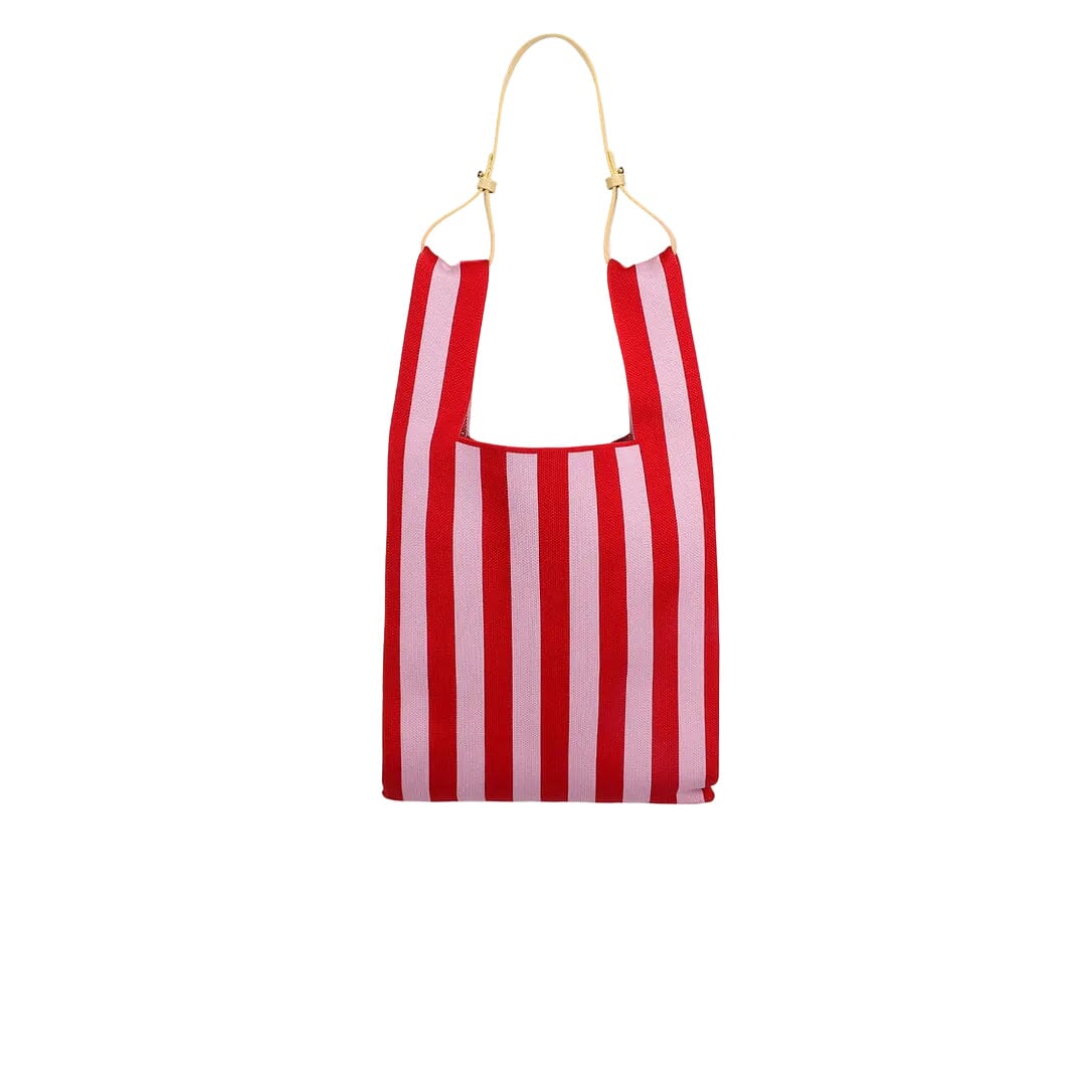 Market bag "knitted stripes" Tasche Sticky Sis Club cérise + ballet 