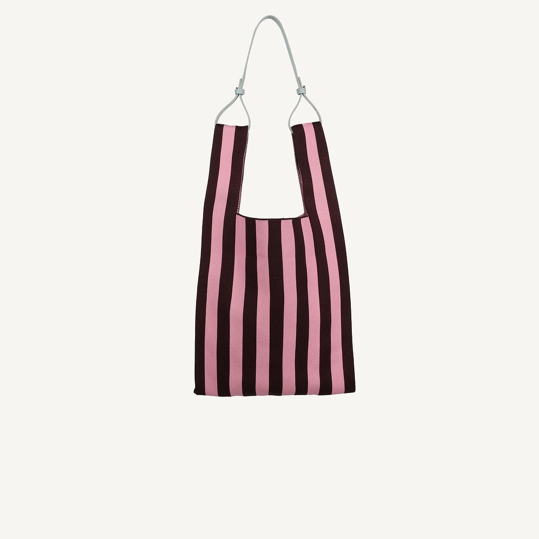 Market bag "knitted stripes" Tasche Sticky Sis Club chocolate+bubblegum 