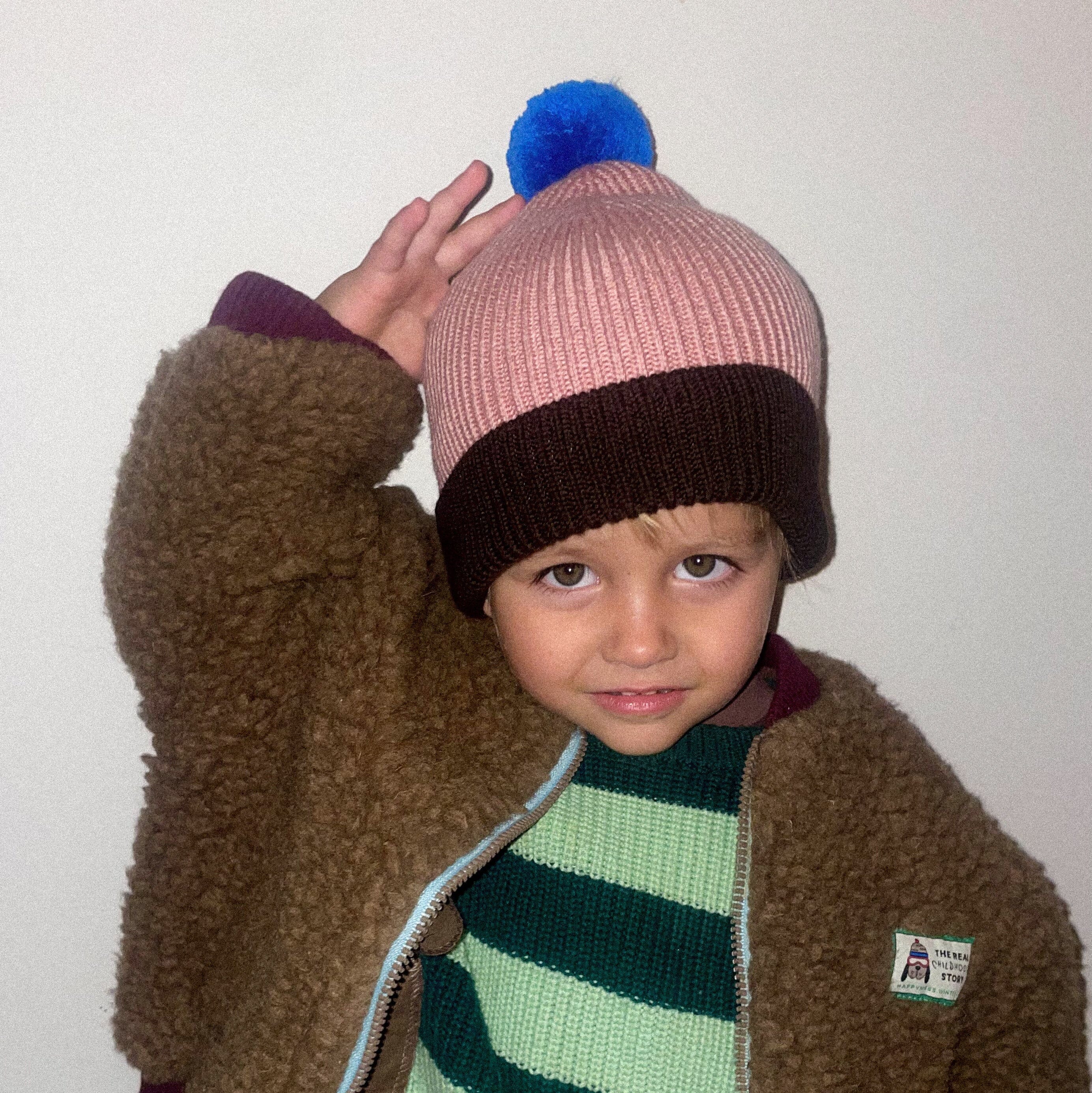 Mütze Merino Beanie "Mauve/Brown" Mütze Happymess 