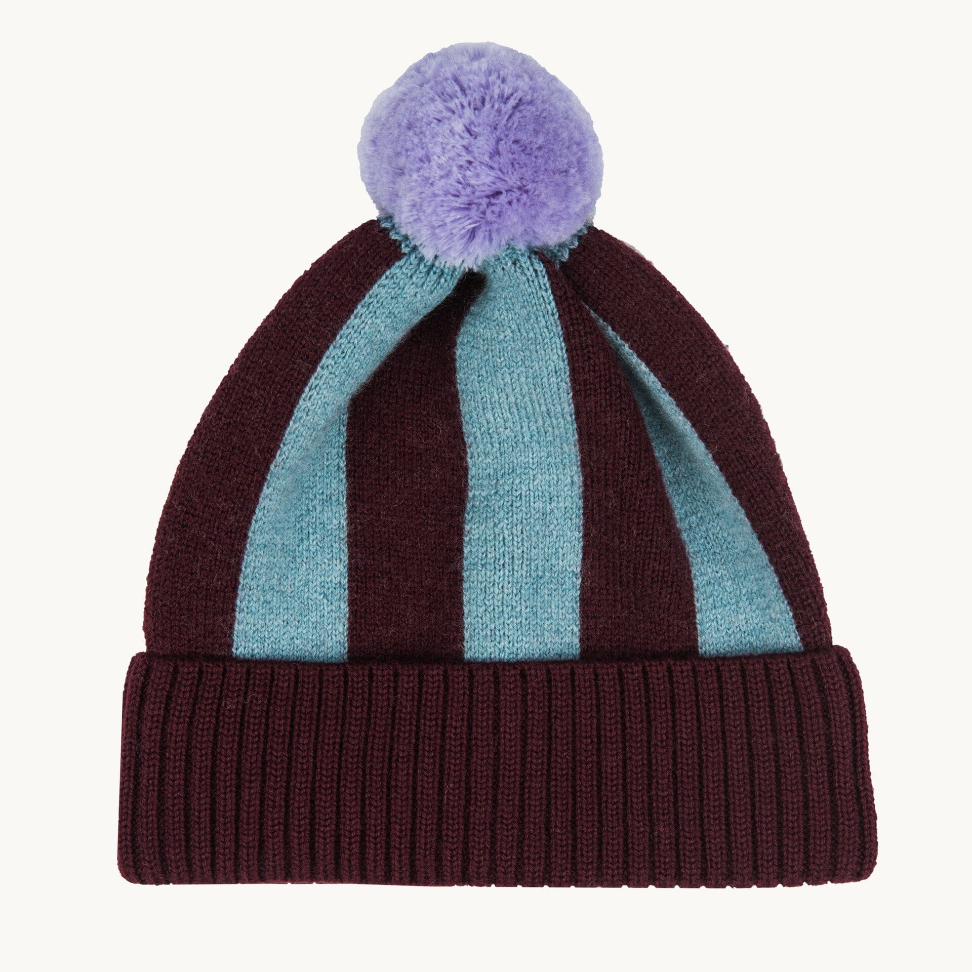 Mütze Merino Beanie PomPom "Burgundy/Frost" Mütze Happymess 