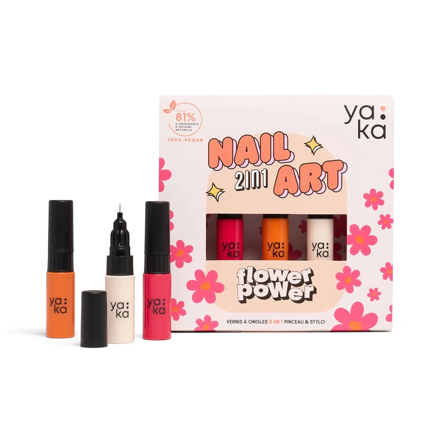 Nagellack 2in1 Nail Art "Flower Power" Kosmetik YAKA 