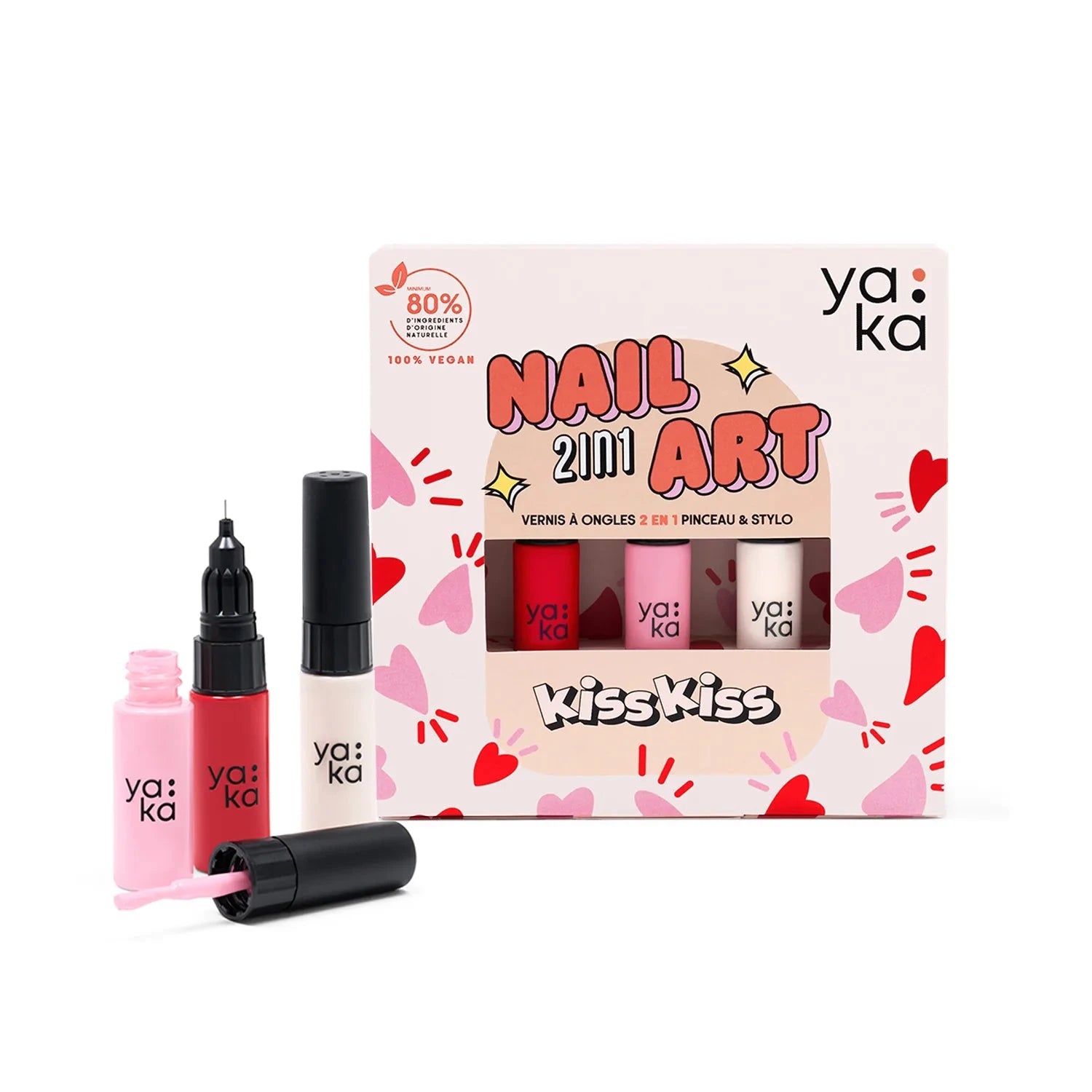 Nagellack 2in1 Nail Art "Kiss Kiss" Kosmetik YAKA 