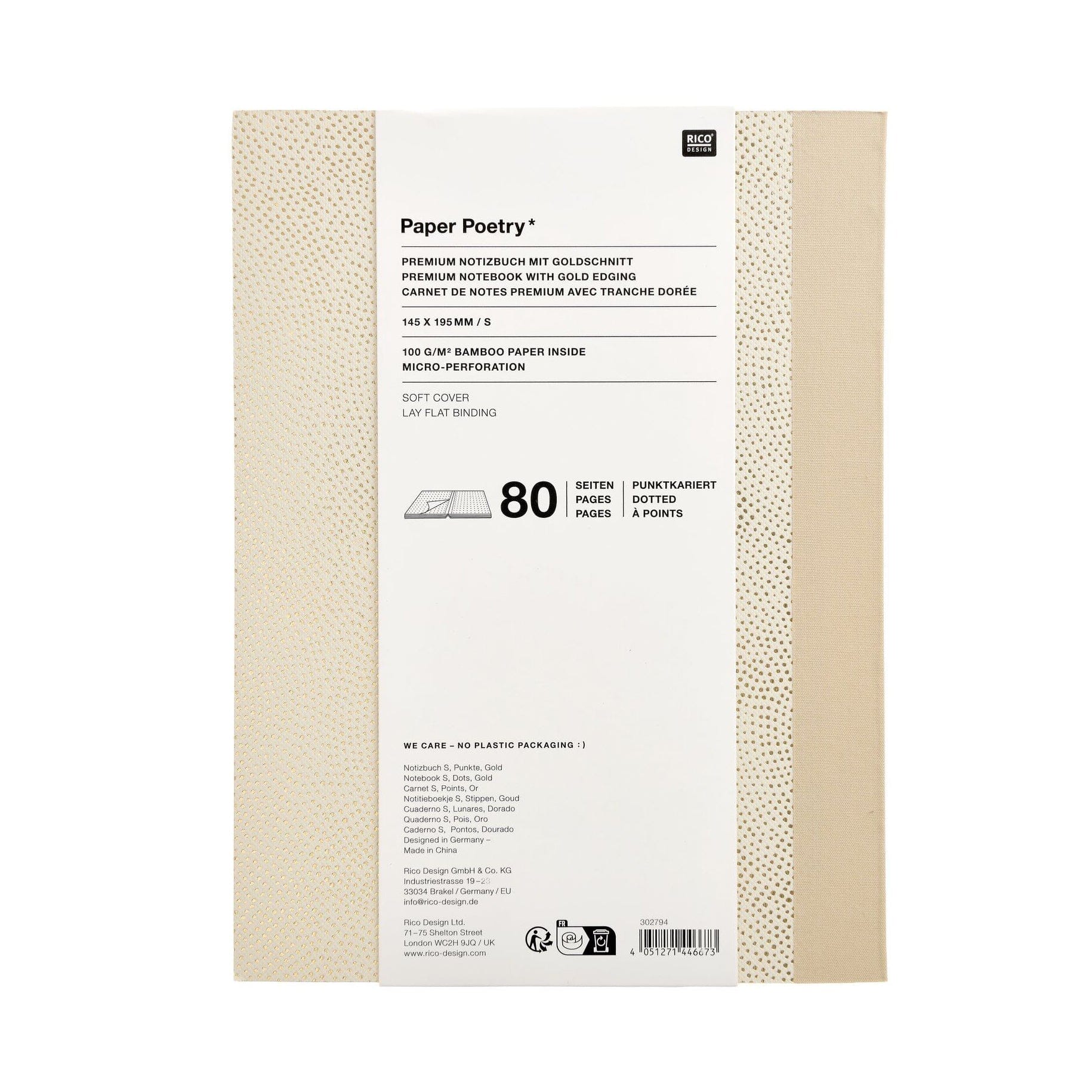 Notebook "Gold" Notizbuch Rico Design 