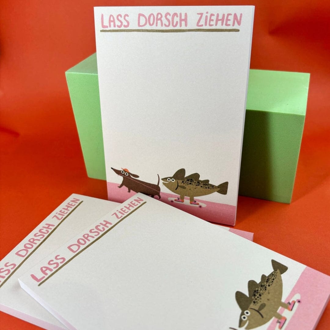 Notizblock "Lass Dorsch Ziehen" Notizblock Slinga Illustration 