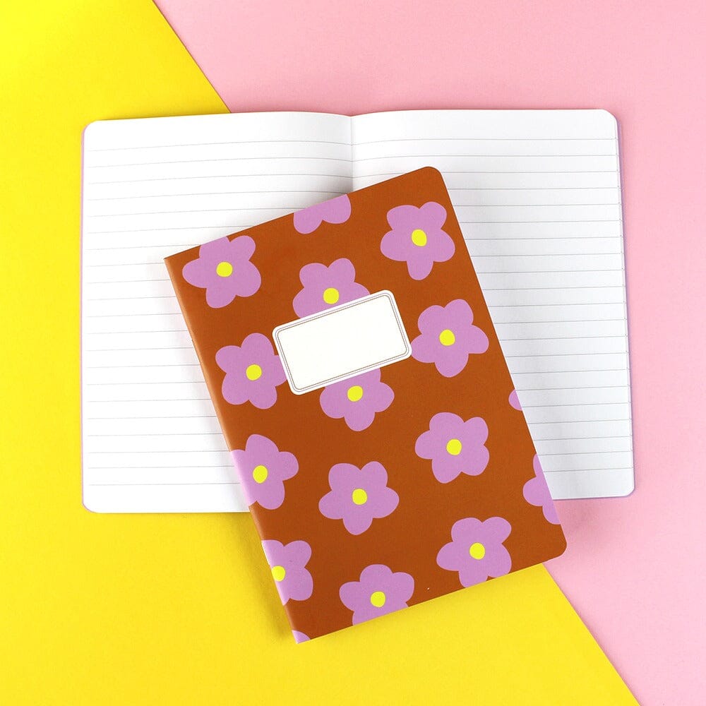 Notizheft "Flowers" Sticker ava&yves braun/lila/gelb 