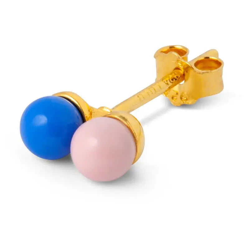 Ohrstecker "Double Color Ball" - 1 Stück Ohrringe Lulu Copenhagen Blue/Light Pink 