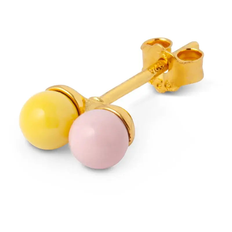 Ohrstecker "Double Color Ball" - 1 Stück Ohrringe Lulu Copenhagen Light Pink/Yellow 