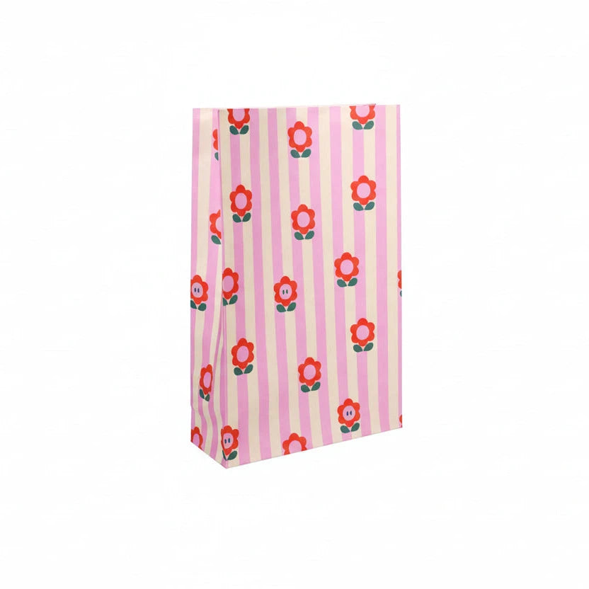 Papiertüten Set "Flower Stripes" Papiertüte Kado Design Groß(35x8x22) 