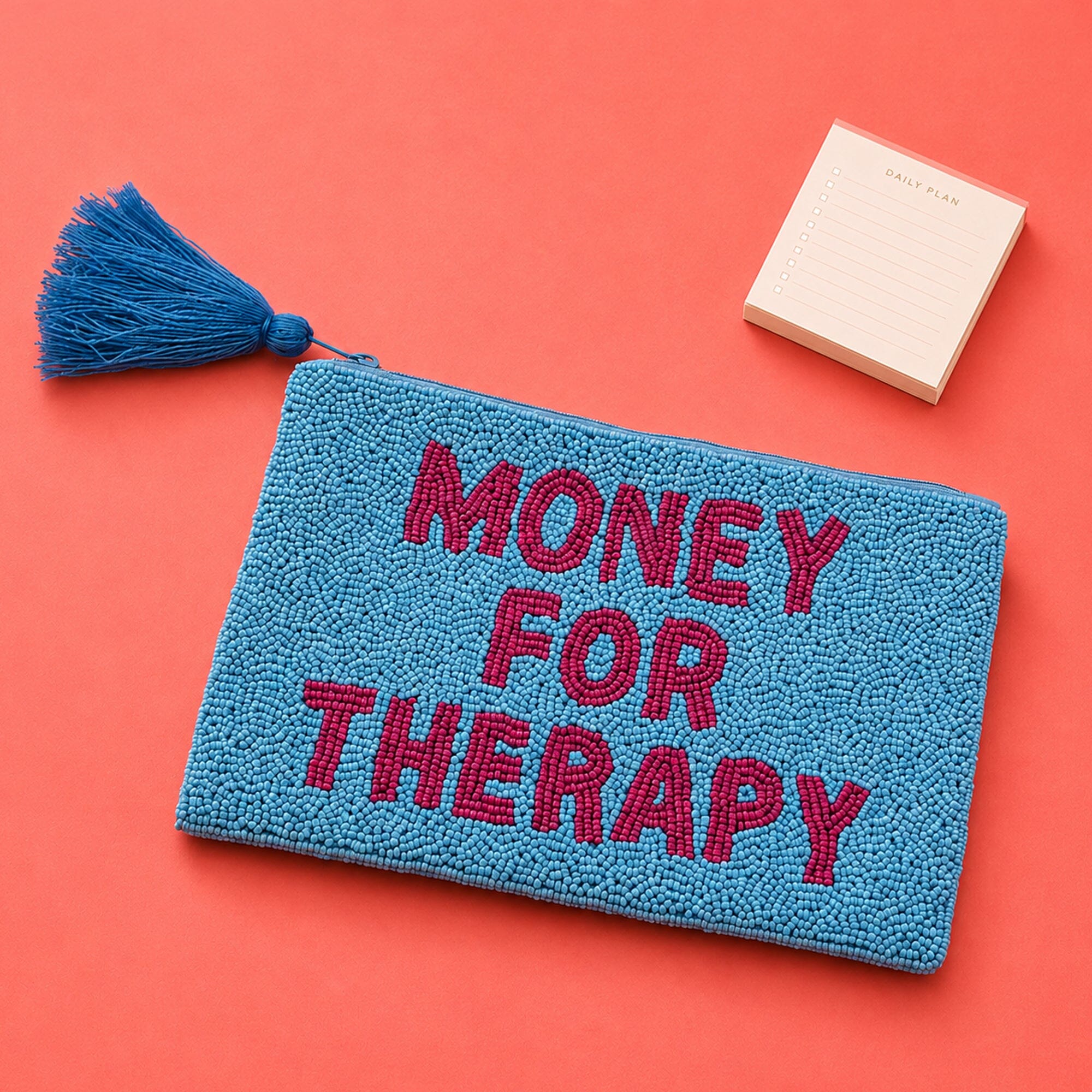 Perlenetui groß "Money for Therapy" Geldbeutel Helio Ferretti 