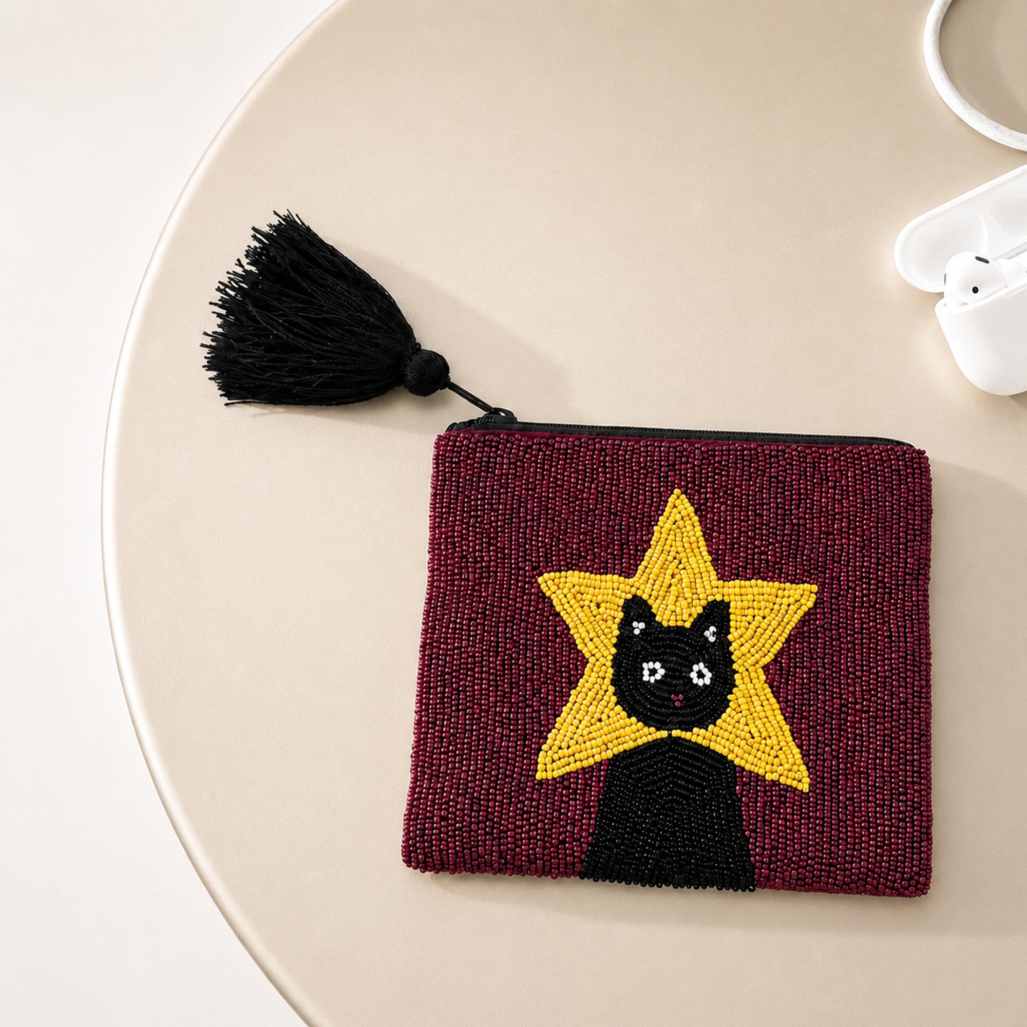 Perlenetui medium "Superstar Cat" Geldbeutel Helio Ferretti 