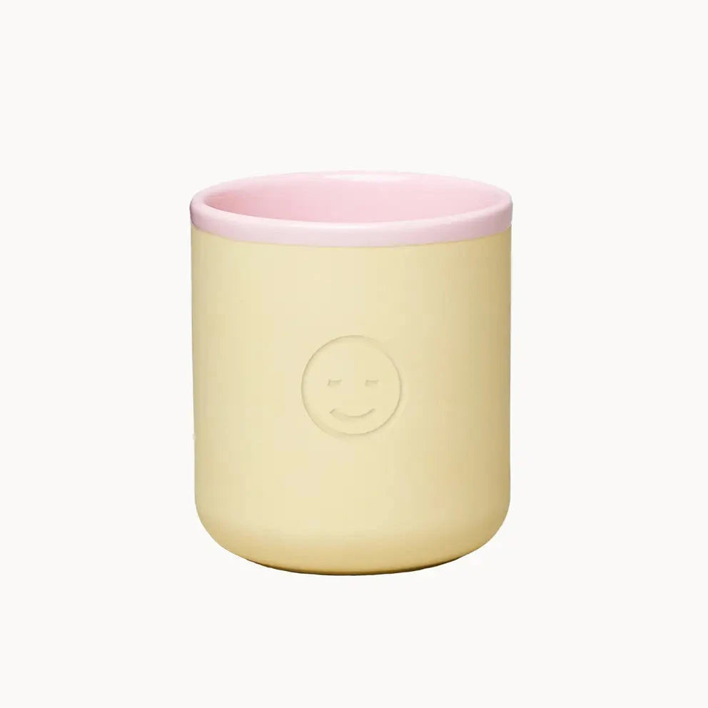 Porzellanbecher "Good Mood" Kaffeebecher chic mic gelb/rosa-dreamy 