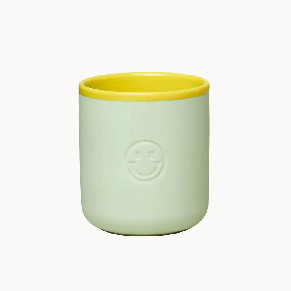 Porzellanbecher "Good Mood" Kaffeebecher chic mic mint/gelb-cheeky 