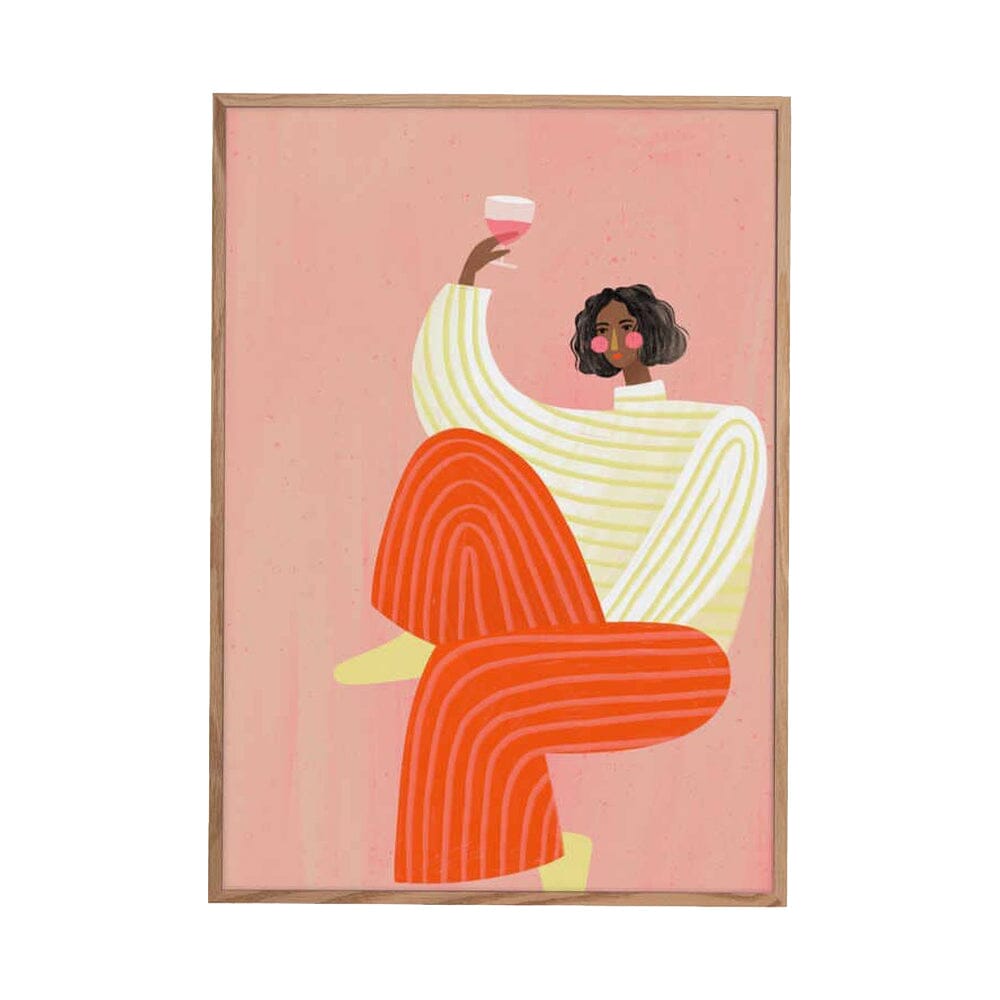 Poster "Die Frau mit dem Glas Wein" - 30x40cm Poster Pictufy 