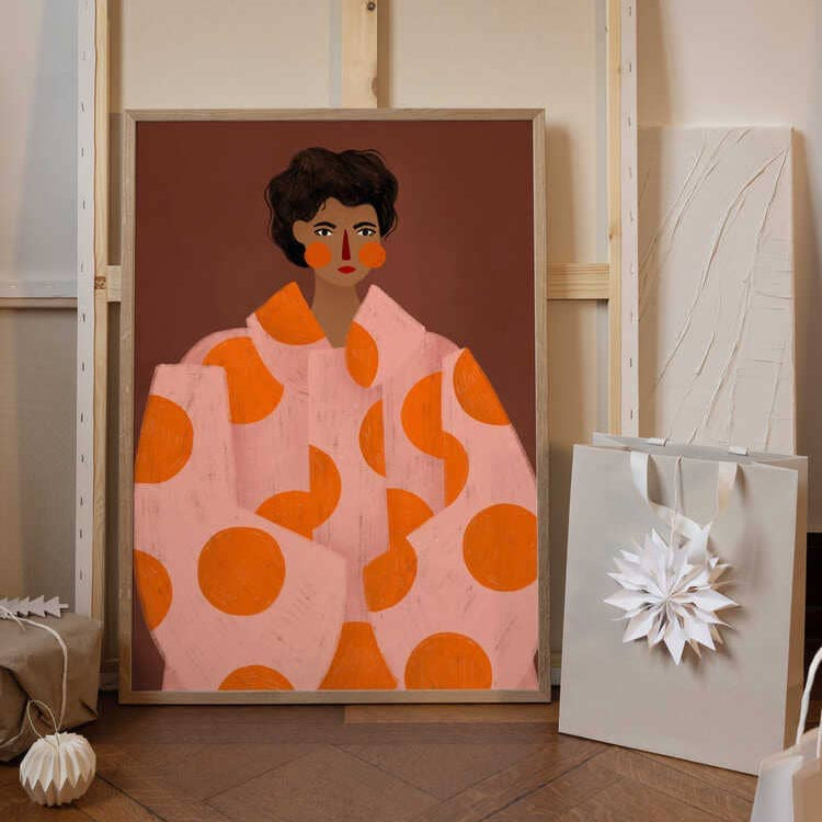 Poster "Die Frau mit den orangefarbenen Punkten" - 30x40cm Poster Pictufy 