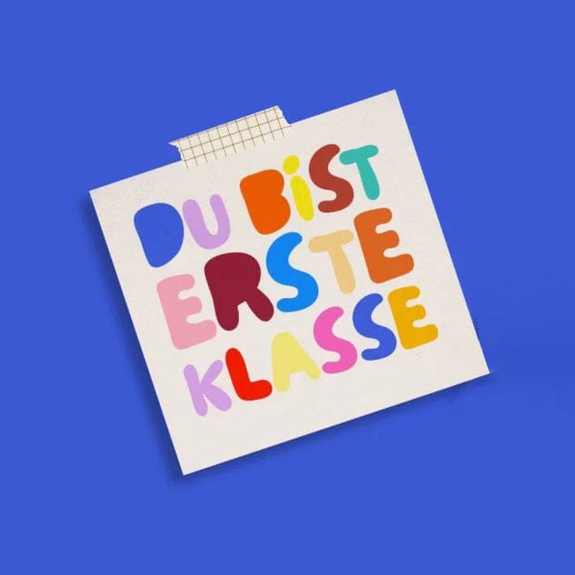 Postkarte "Du bist erste Klasse quadratisch" Postkarte Modern Kids Art 