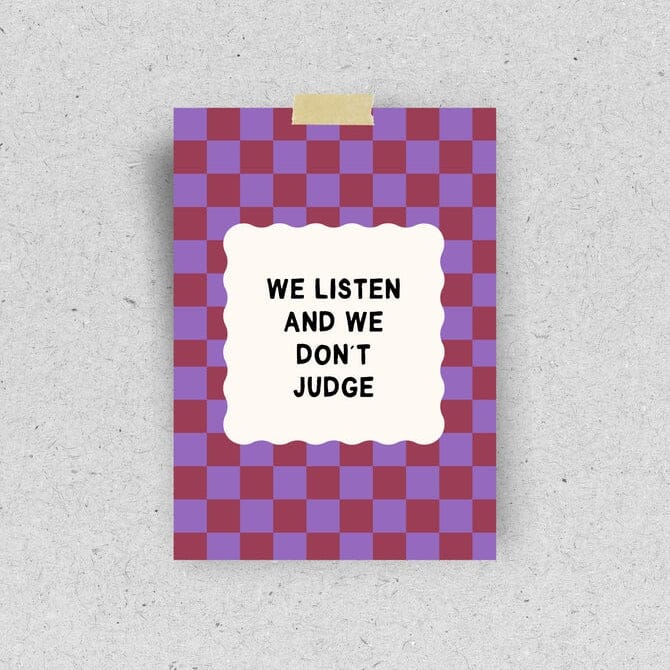 Postkarte "Listen don't judge" Postkarte Pinlin 
