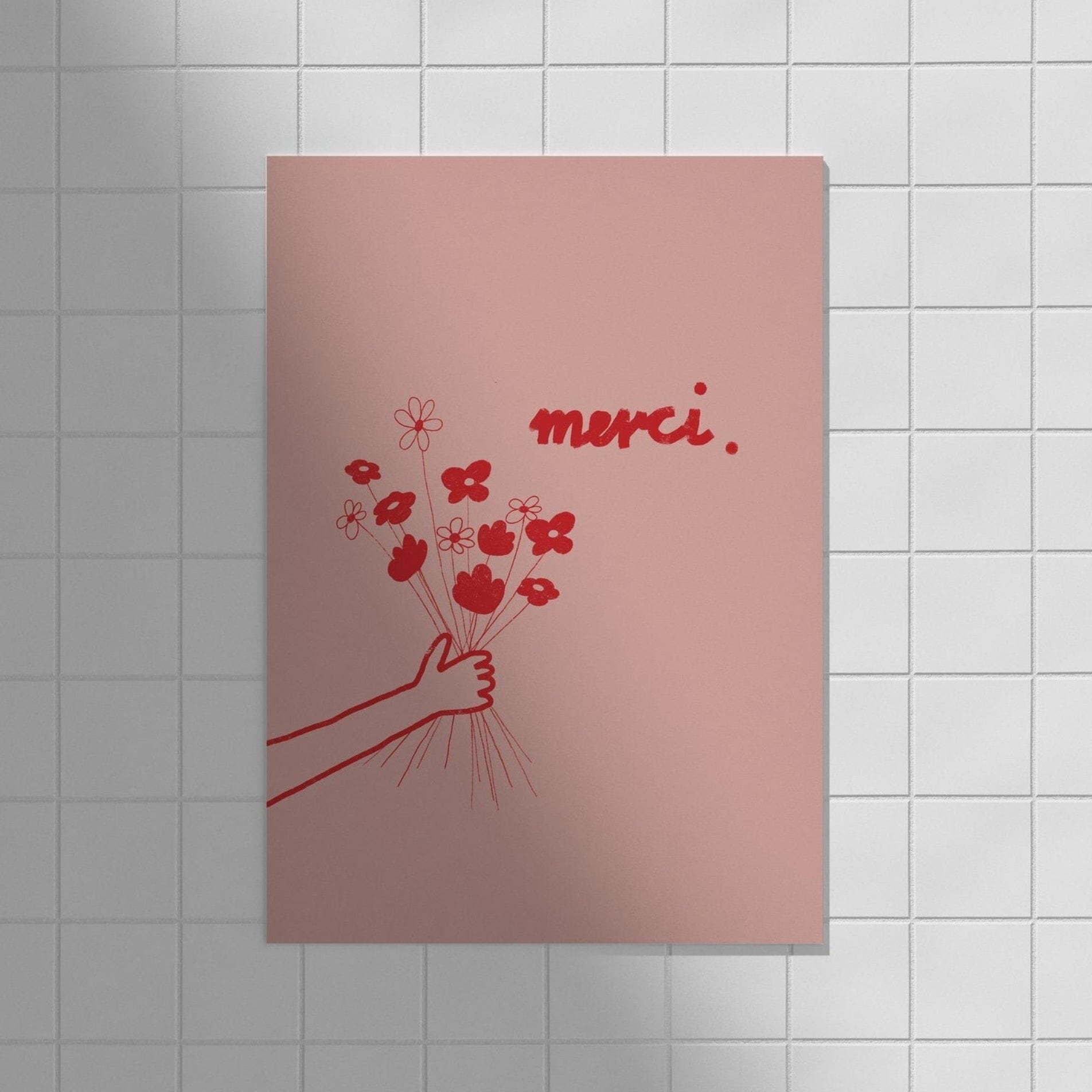 Postkarte "Merci Blumen" Postkarte Framboise und Ketchup 