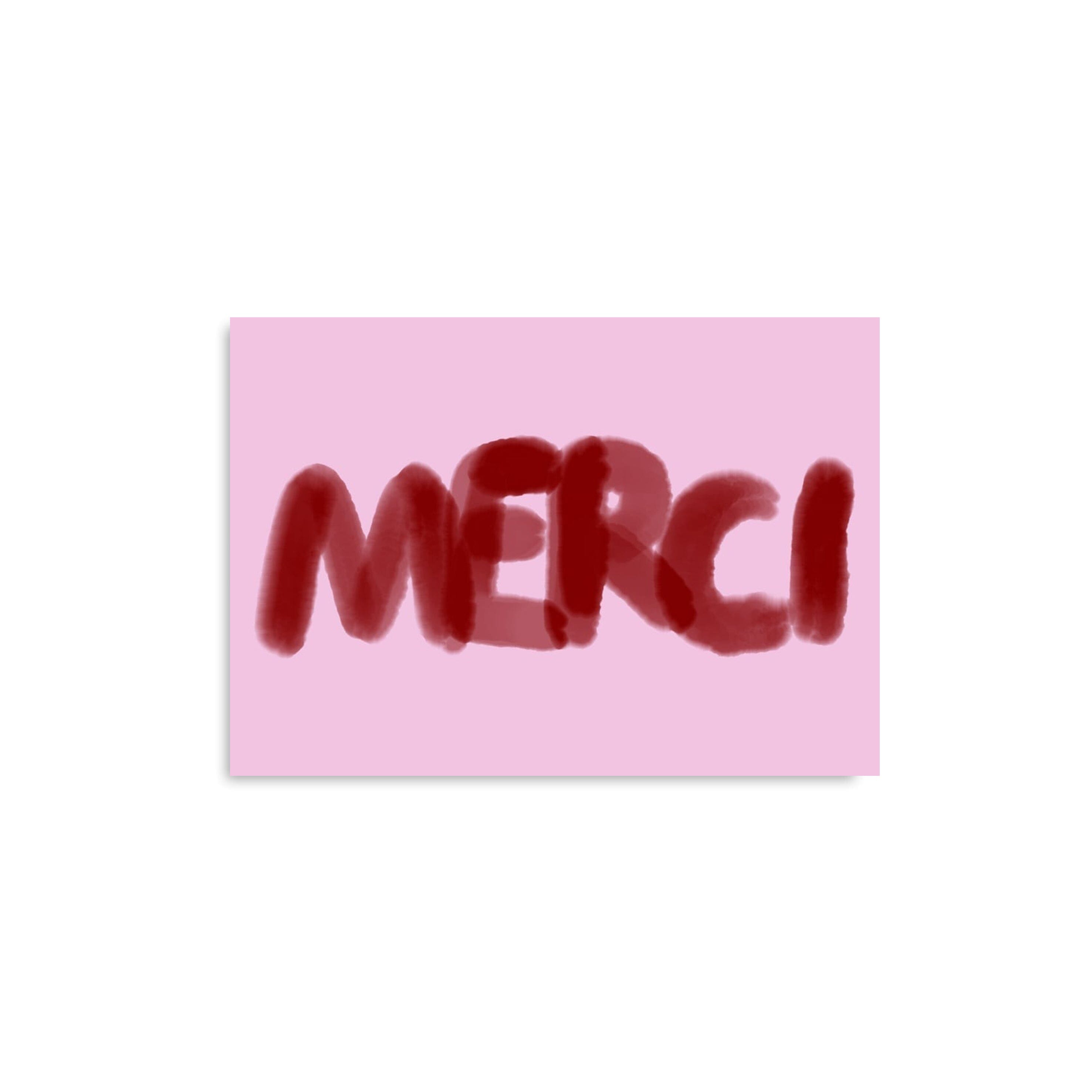 Postkarte "Merci" Rosarot Postkarte Framboise und Ketchup 
