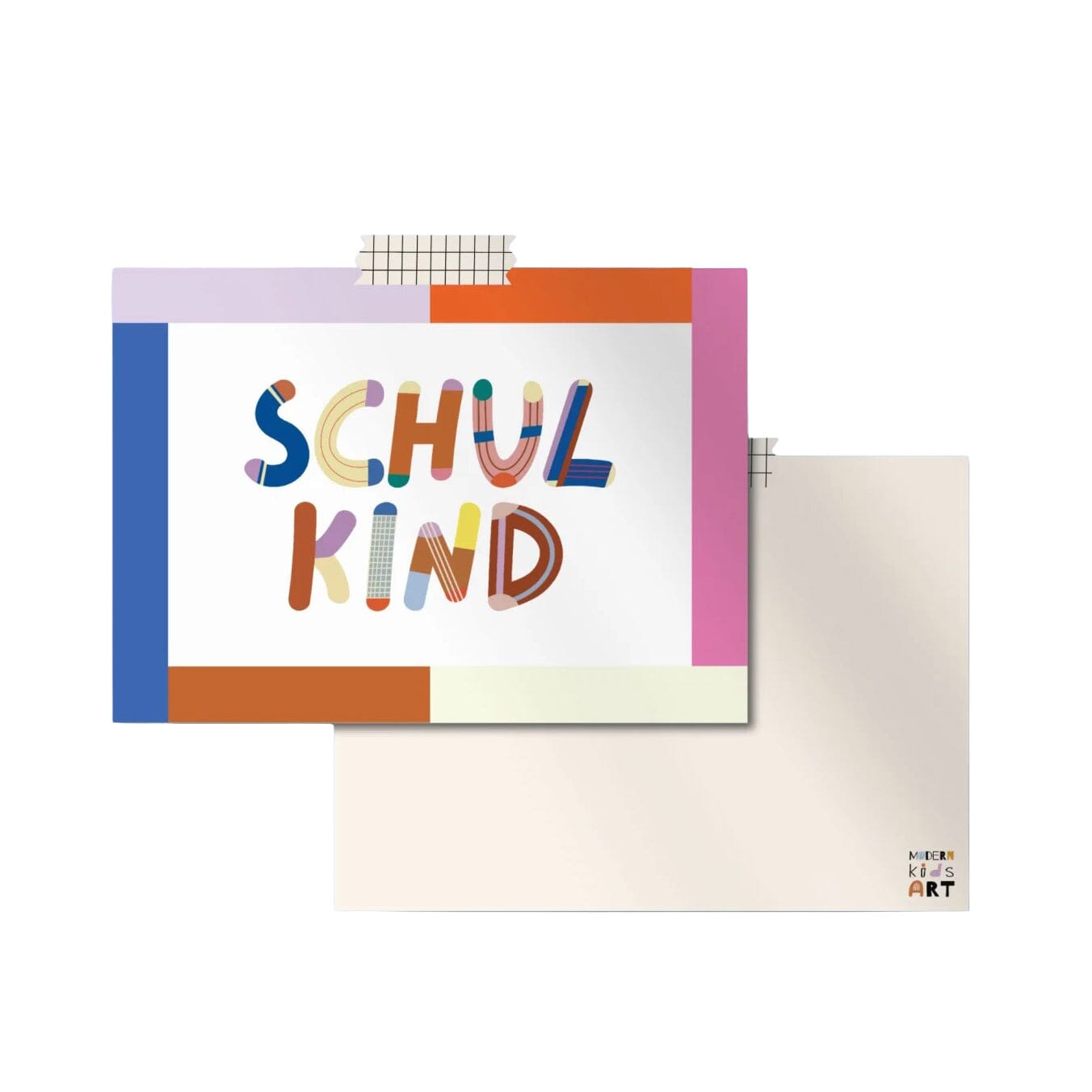 Postkarte "Schulkind bunter Rahmen" Postkarte Modern Kids Art 