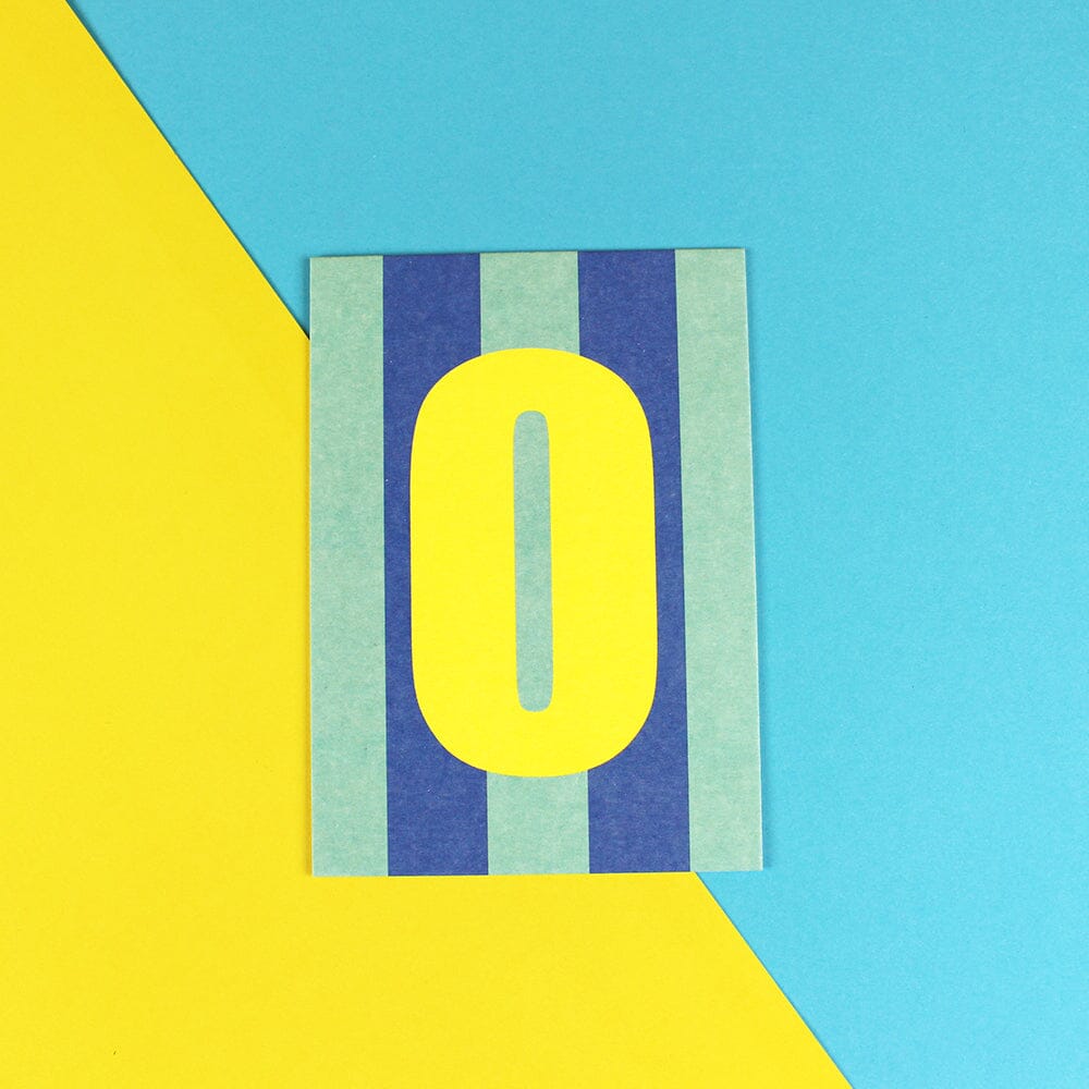 Postkarte Stripes "Zahl 0" Postkarte ava&yves Blau/Mint 