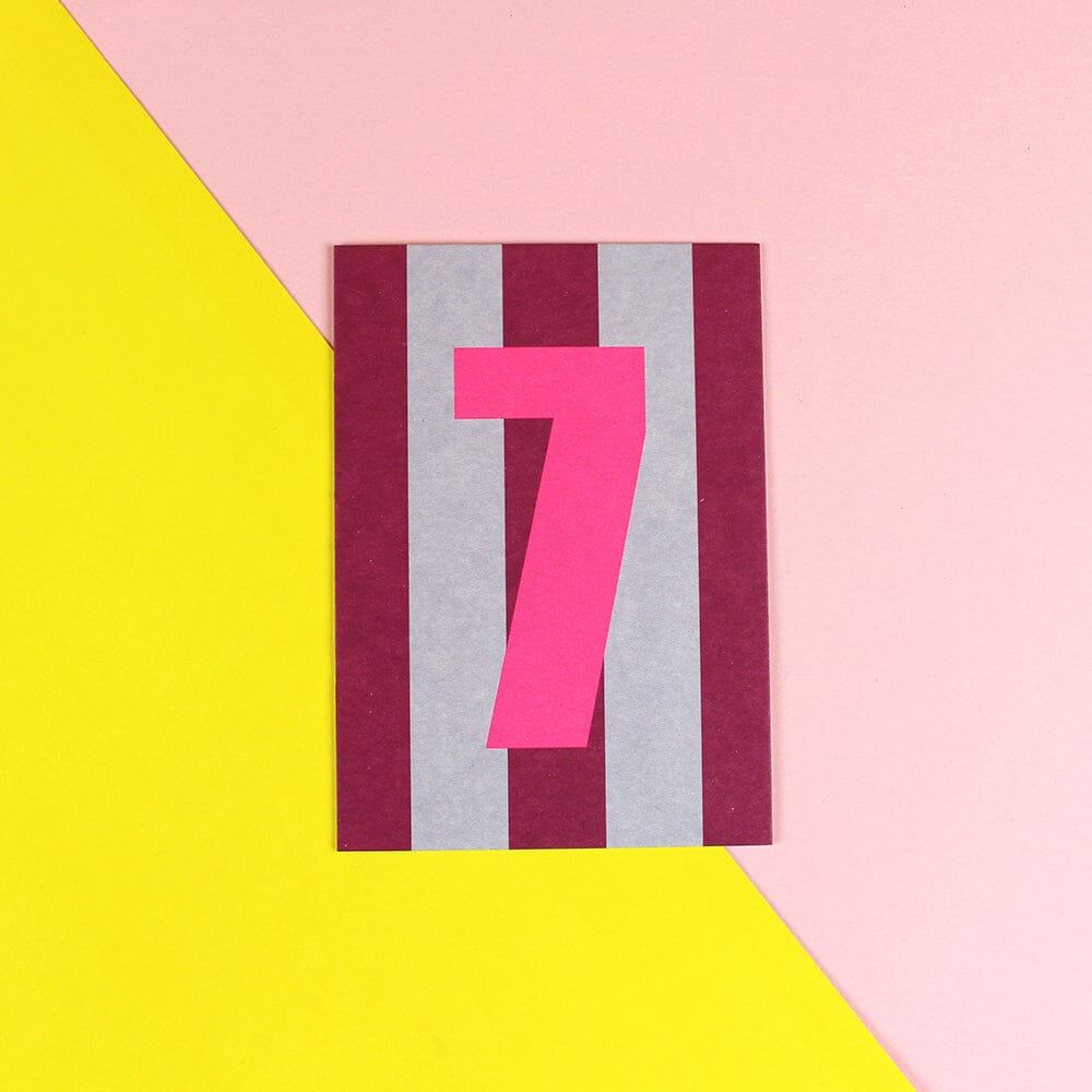 Postkarte Stripes "Zahl 7" Postkarte ava&yves Flieder/Violett 