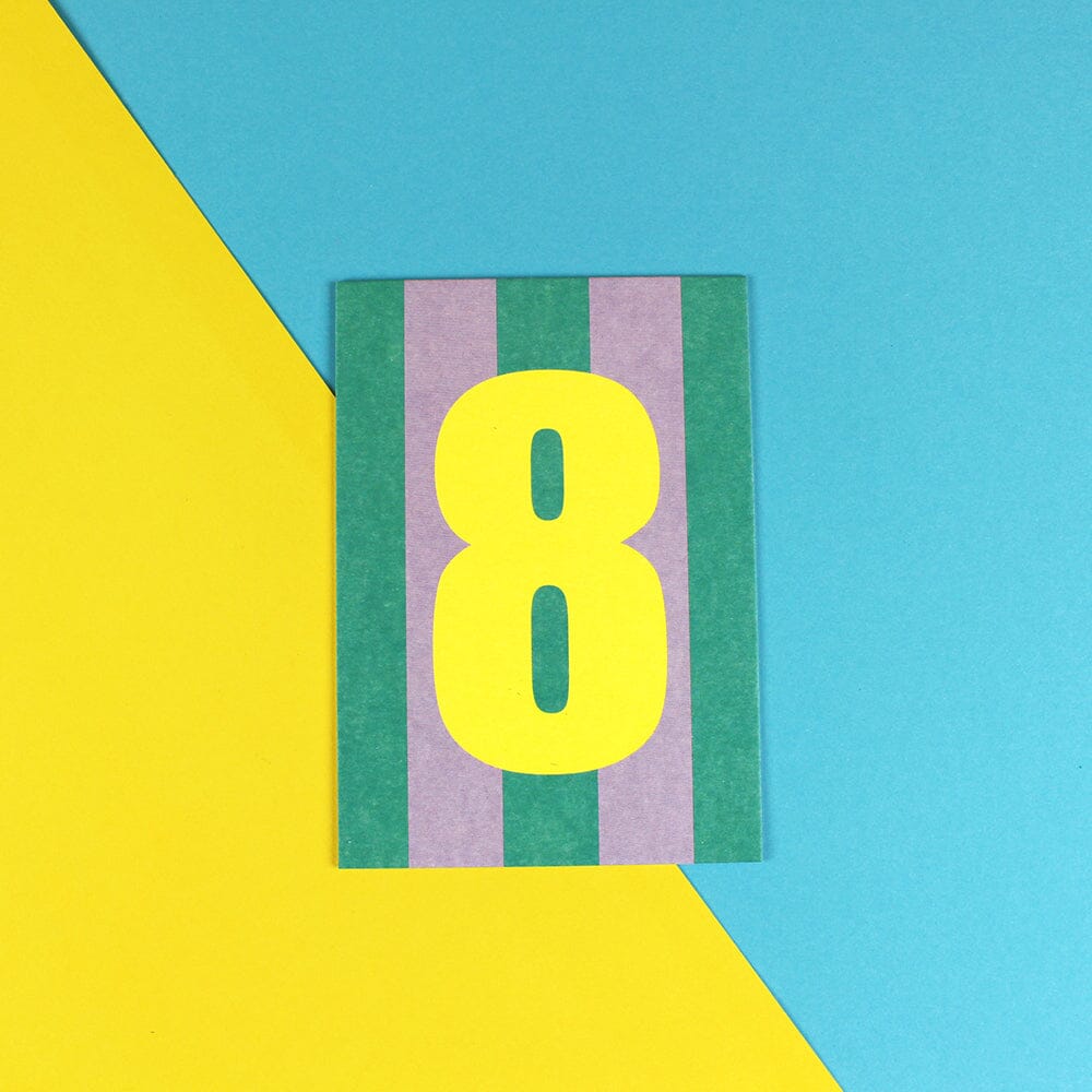 Postkarte Stripes "Zahl 8" Postkarte ava&yves Flieder/Mint 