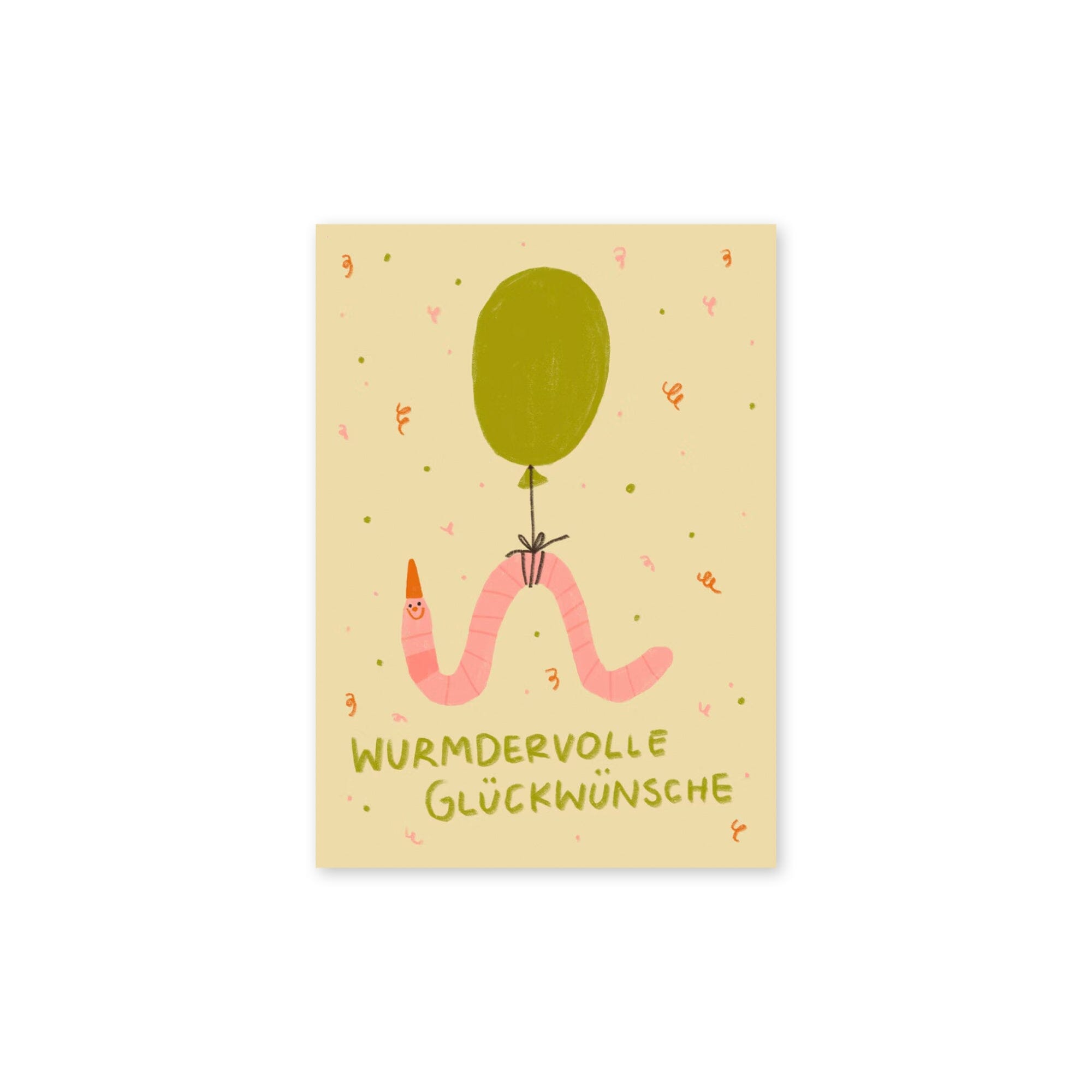 Postkarte "Wurmdervolle Glückwünsche" Postkarte Slinga Illustration 