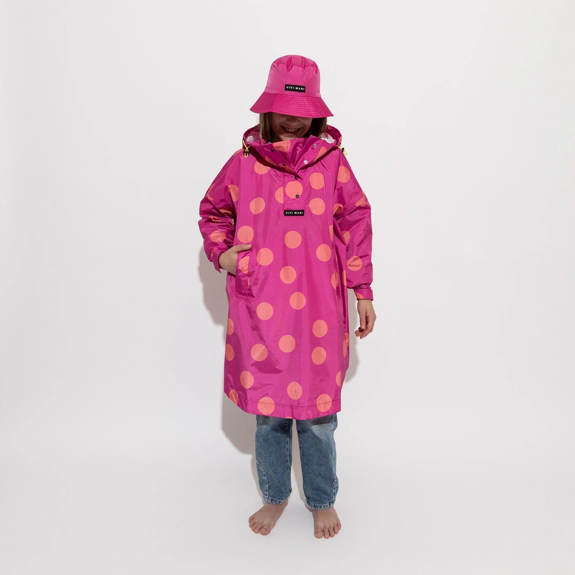 Regencape Poncho Kids "Dots" Bekleidung & Accessoires Vivi Mari dots magenta/peach 7-9 J 