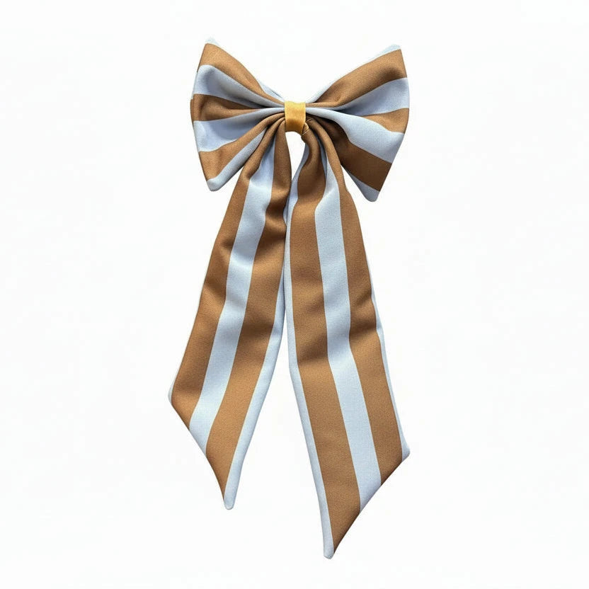 Schleife "breite Streifen" Dekoration coopz hellblau/braun 